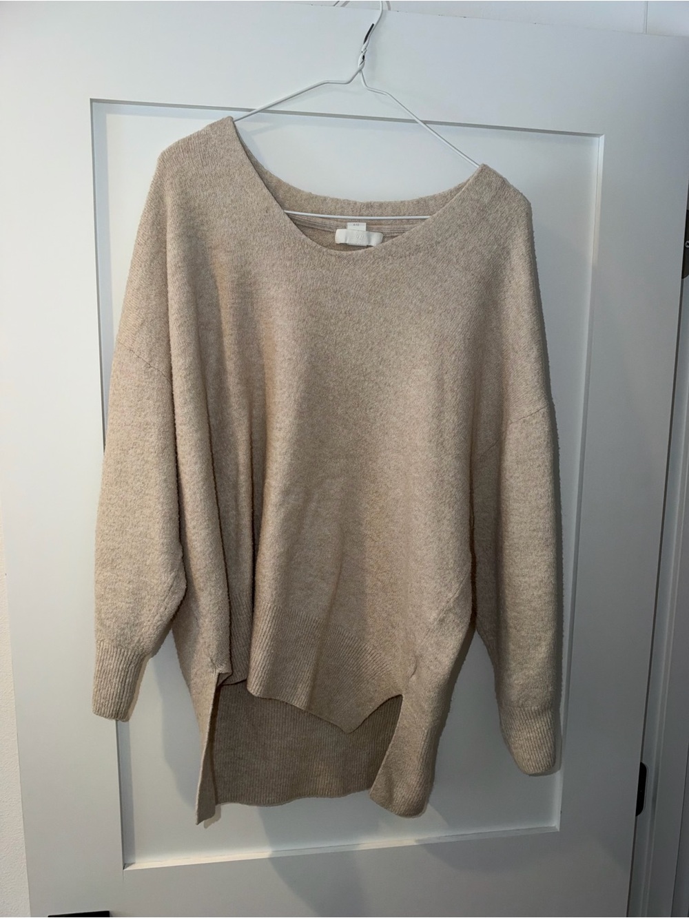 H&M Beige Scoop-Neck Oversized Sweater